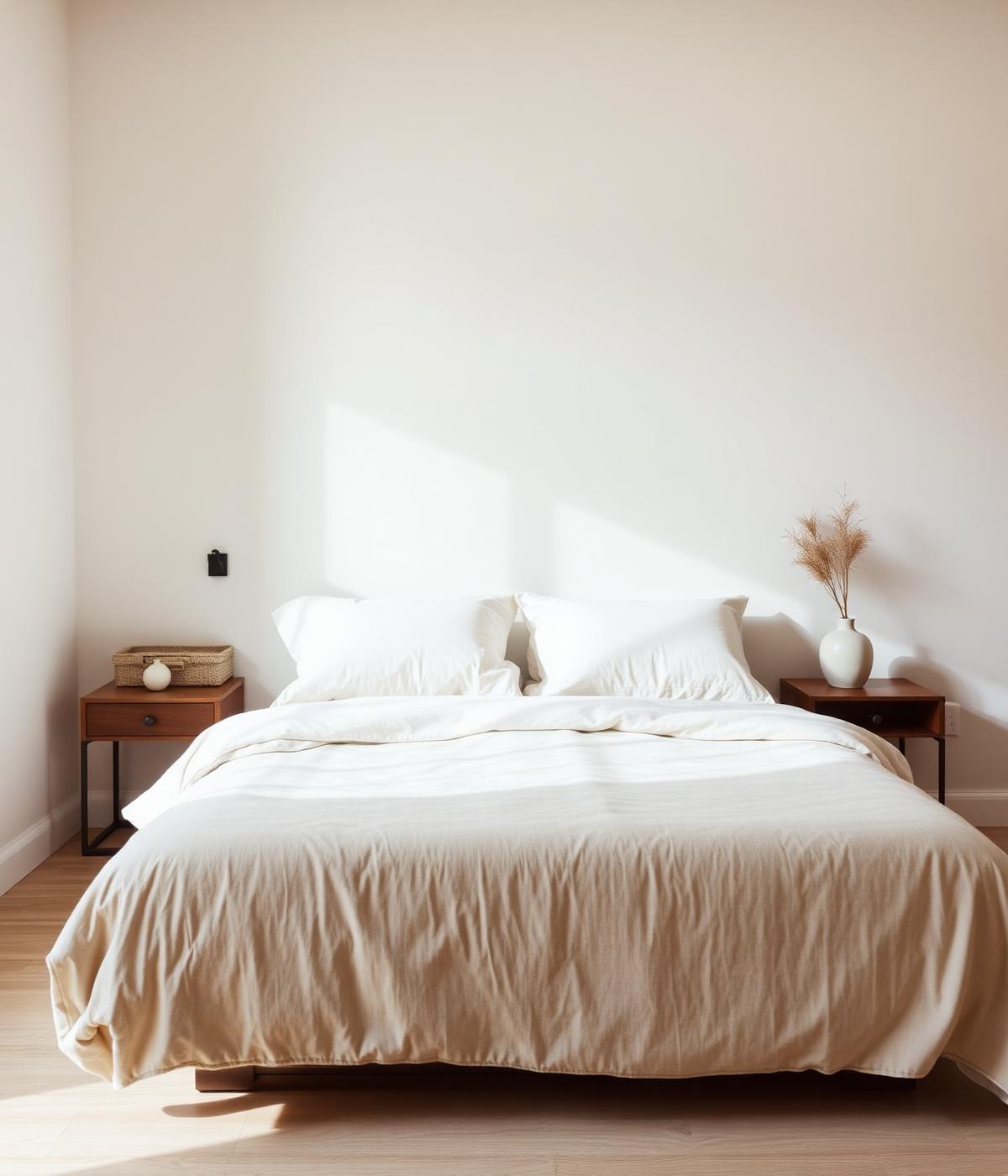 Dormitorio preparado con home staging en tonos neutros